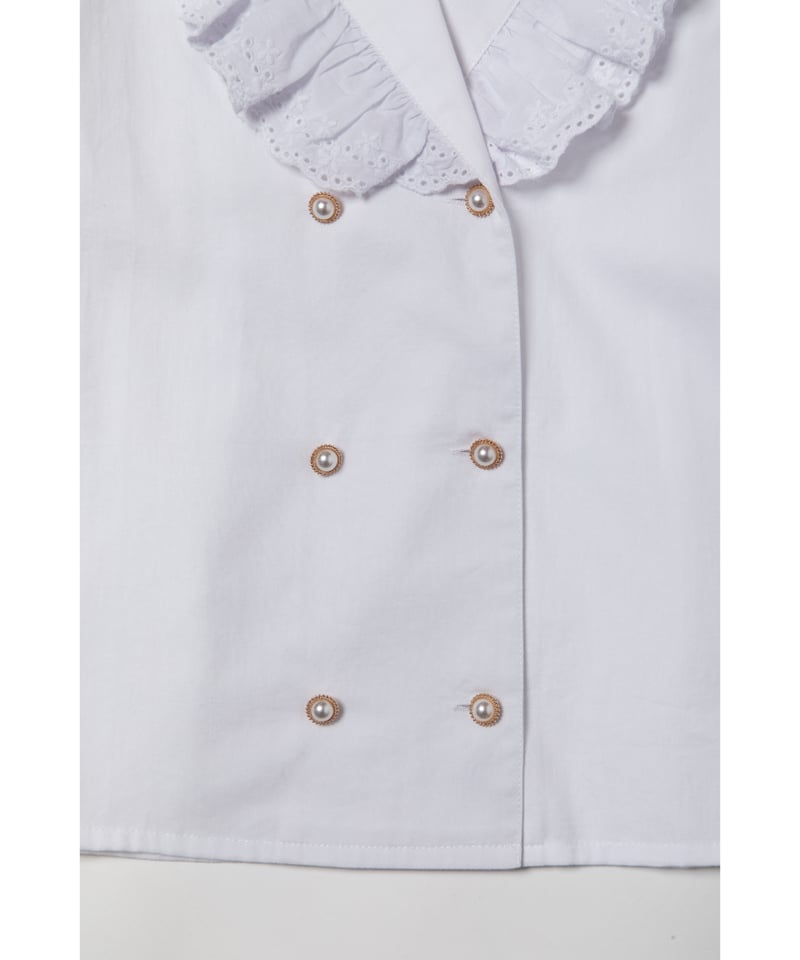 Cotton frill collar blouse / white | Tostalgic