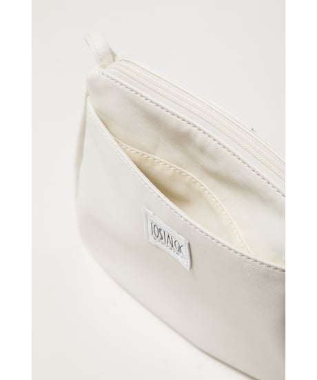 Ribbon leather shoulder bag / white