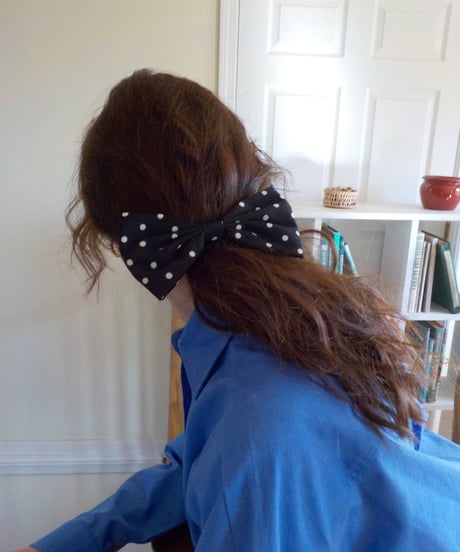 Ribbon hair barrette / black