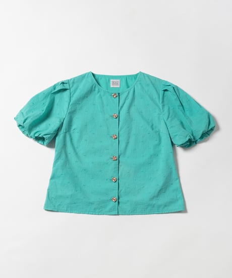 Polka dots embroidery blouse / green