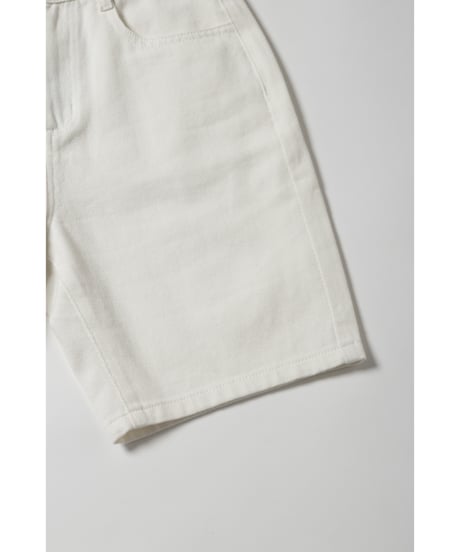 Relaxed denim half pants / white