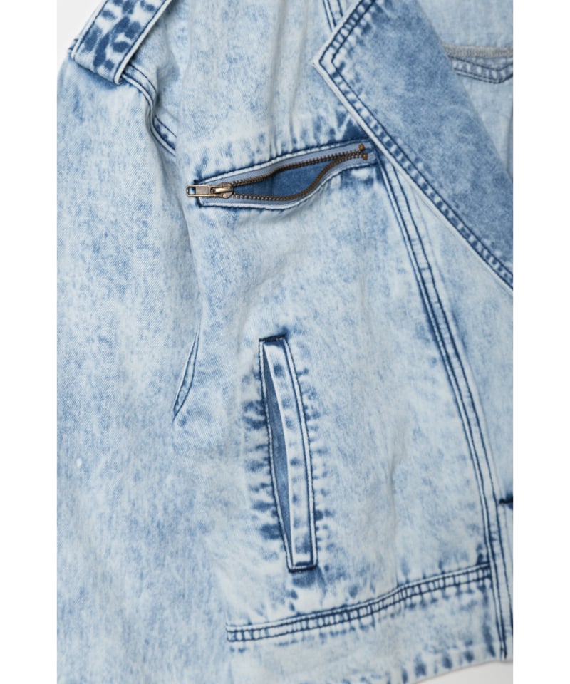 Denim biker jacket/ acid wash | Tostalgic Clothing