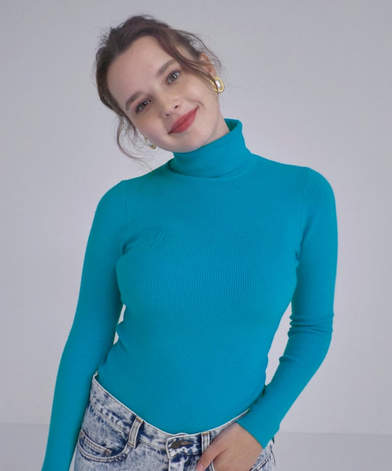 tostalgic clothing タートルネックニット&ベロアトップス Turtle knit / blue | Tostalgic Clothing