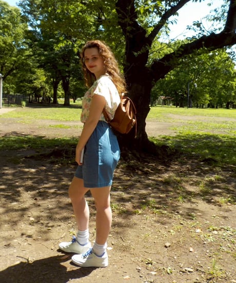 Summer denim half pants / blue