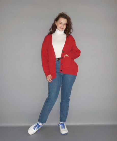 Big knit cardigan / red