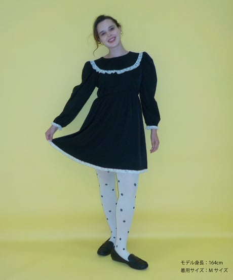 Frill dress / black