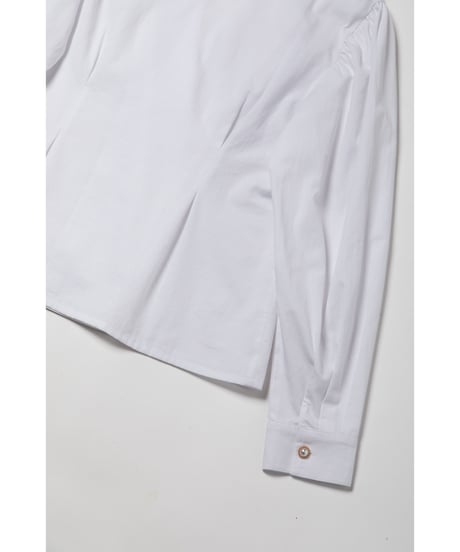 Cotton frill collar blouse / white