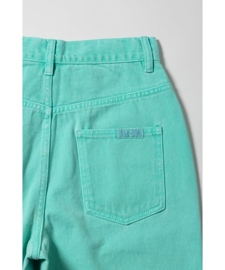 Relaxed denim half pants / green