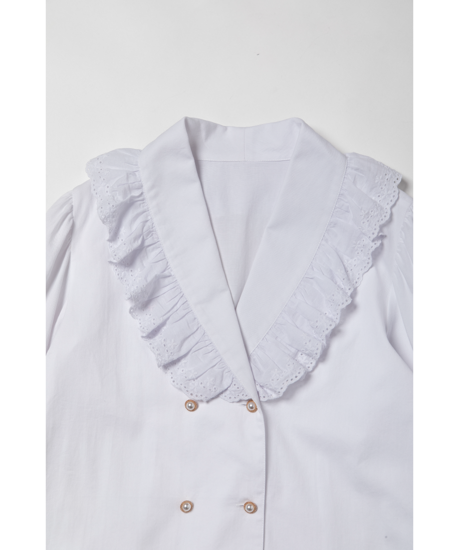 トップス Cotton frill collar blouse / white Cotton frill collar blouse / white | Tostalgic