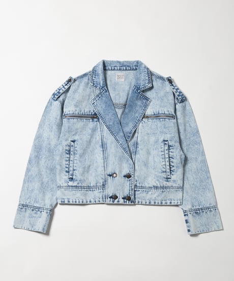 Denim biker jacket/ acid wash