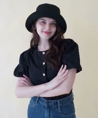 Polka dots embroidery blouse / black