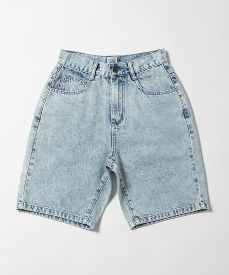 Relaxed denim half pants / acid wash