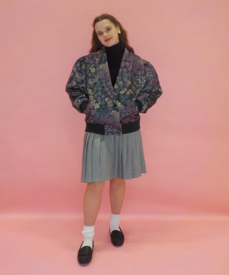 Pleated skirt / gingham plaid