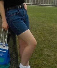 Denim half pants / blue
