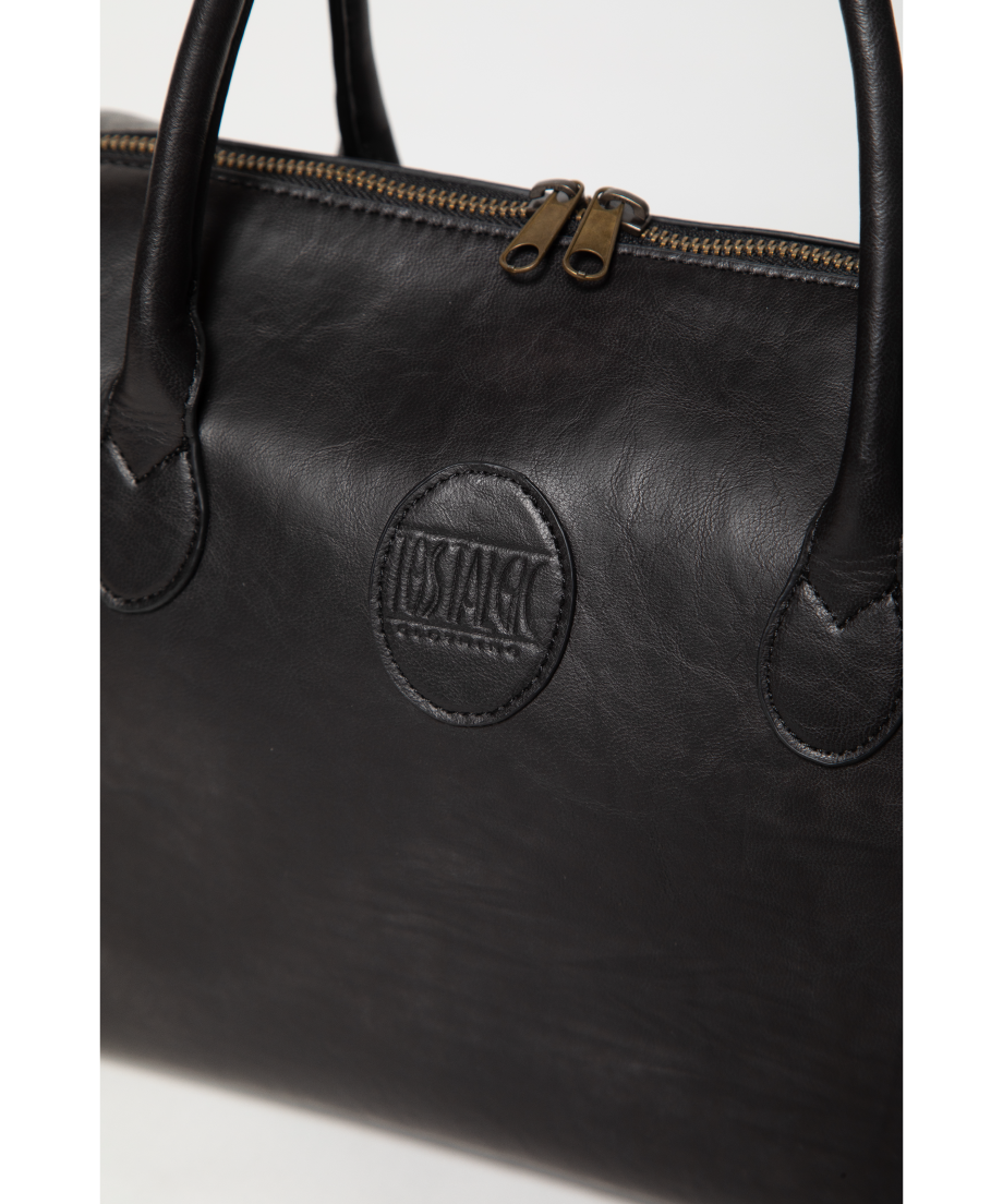 Leather boston bag / black | Tostalgic Clothing