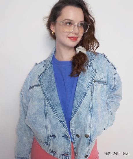 Denim biker jacket/ acid wash