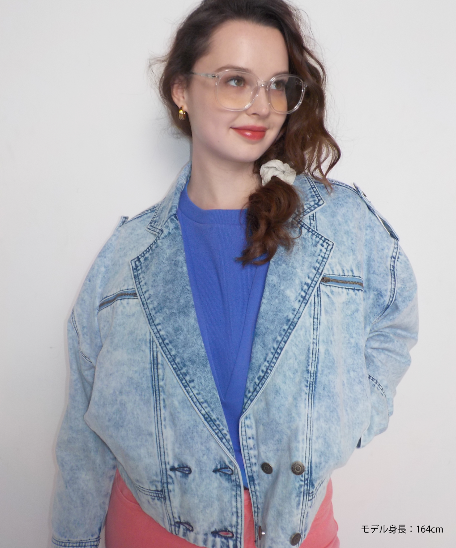 Denim biker jacket/ acid wash | Tostalgic Clothing