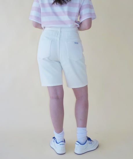 Relaxed denim half pants / white