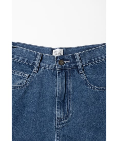Relaxed denim half pants / blue