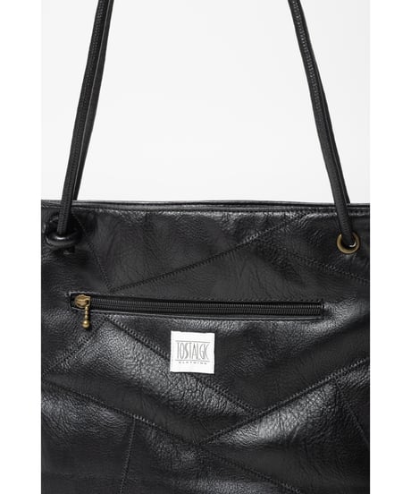 Leather patchwork style bag / black