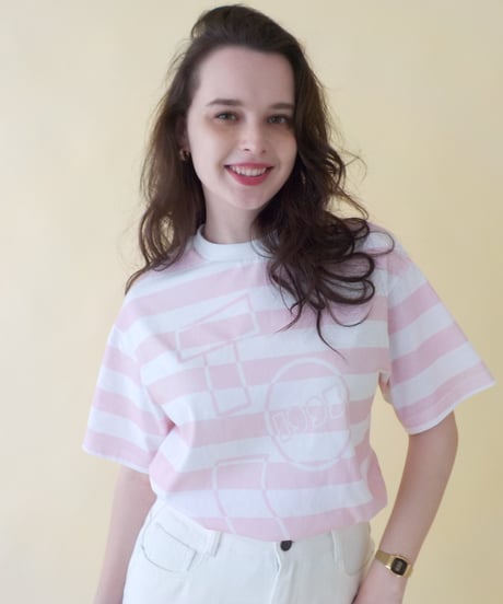 Tos logo stripe Tshirts / pink