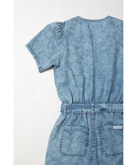 Denim embroidery rompers / acid wash