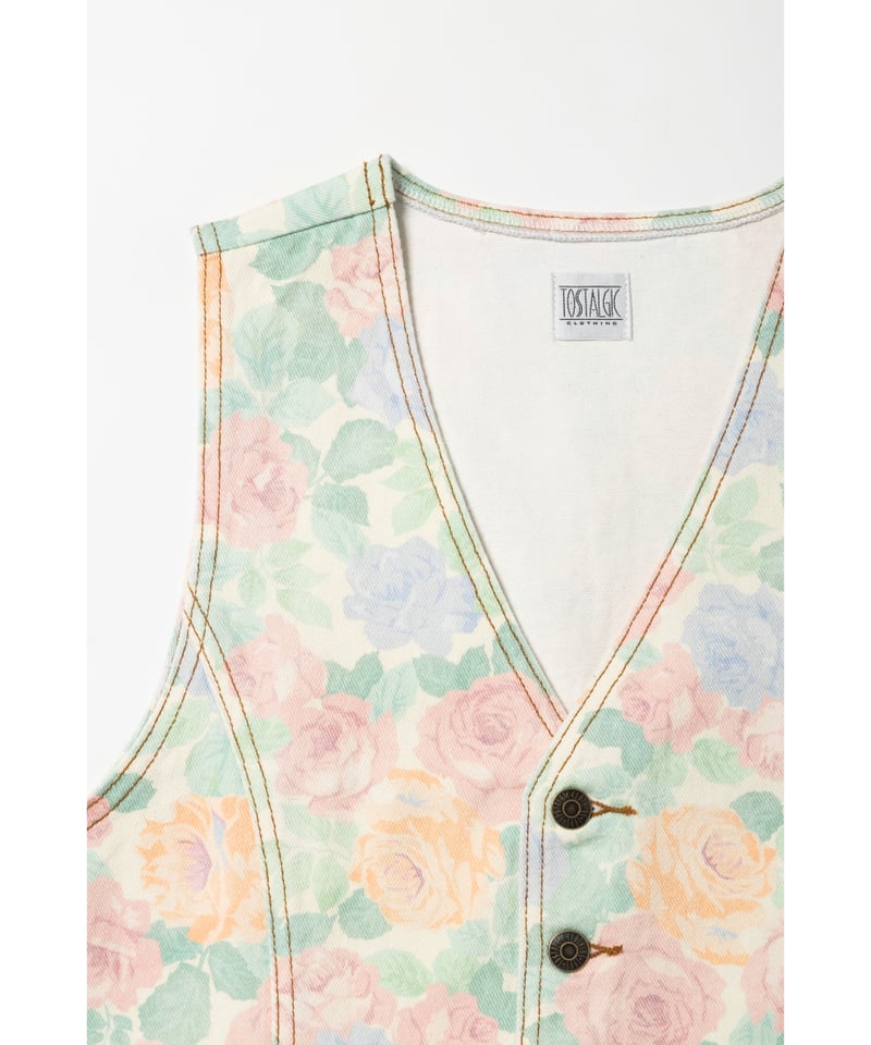 80s denim vest / floral | Tostalgic Clothing