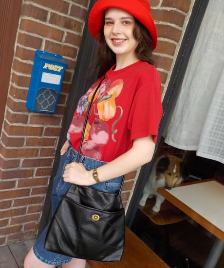 Leather patchwork style bag / black