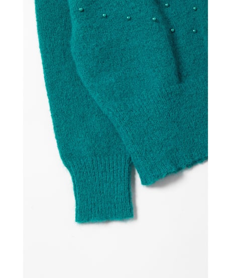 Mohairish pearl cardigan / green
