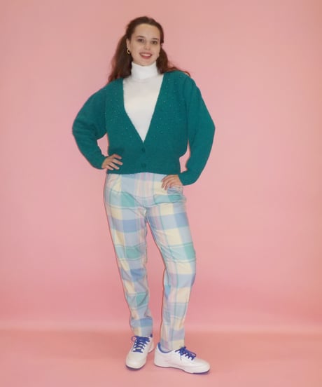 Mohairish pearl cardigan / green