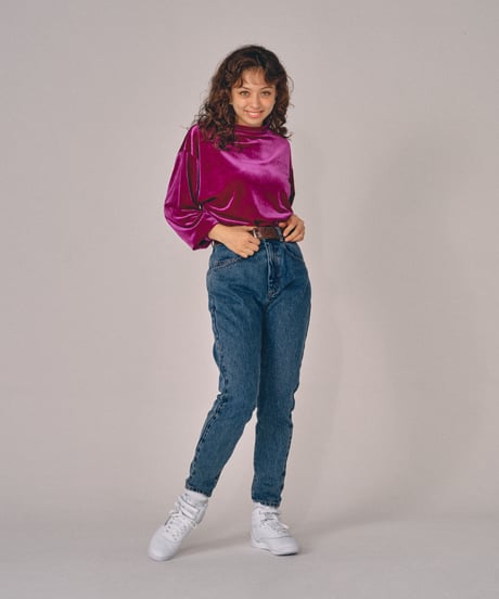 Velours high necked tops / pink