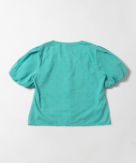 Polka dots embroidery blouse / green