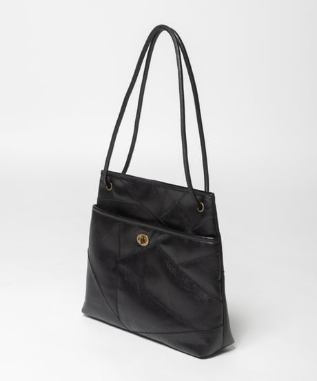 Leather patchwork style bag / black