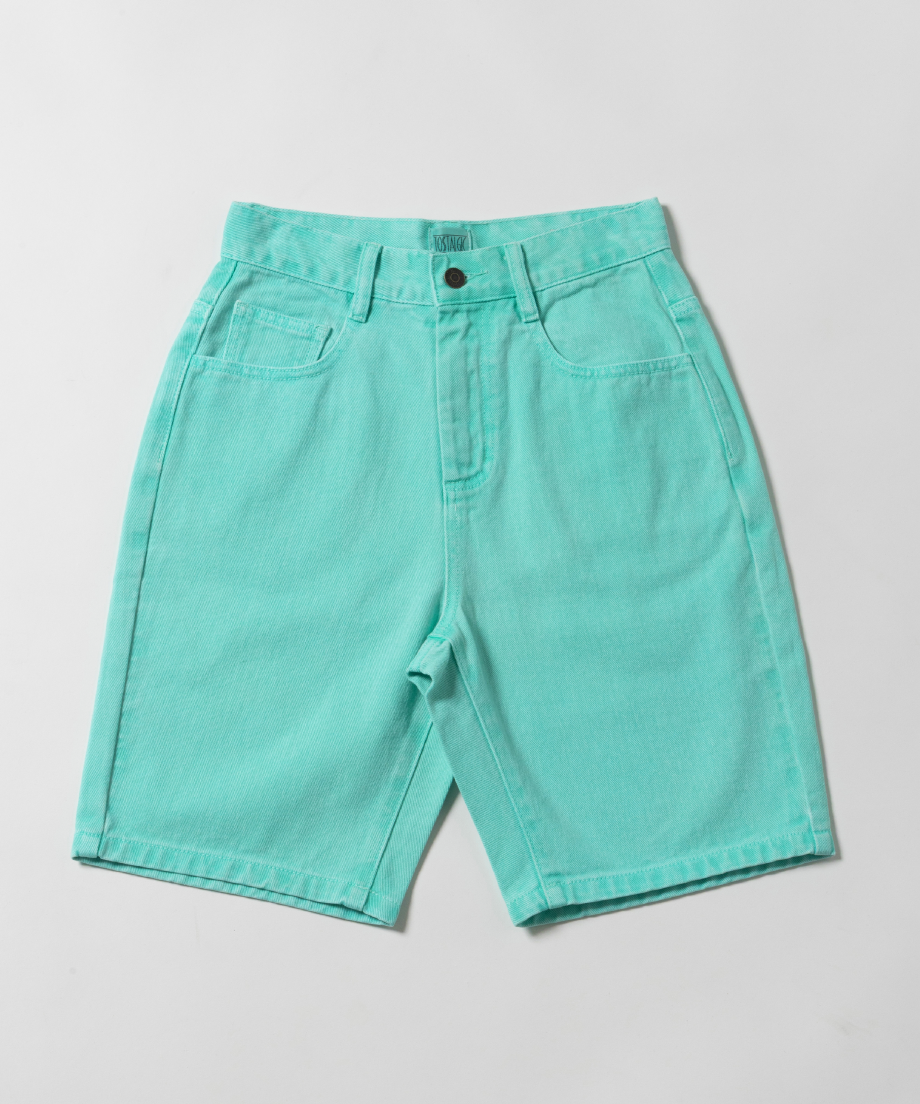 Relaxed denim half pants / green | Tostalgic Cl