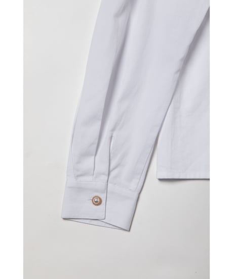 Cotton frill collar blouse / white