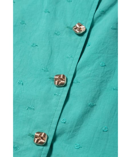 Polka dots embroidery blouse / green