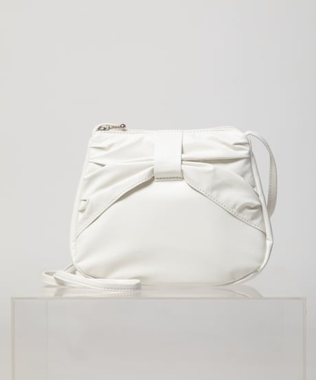 Ribbon leather shoulder bag / white