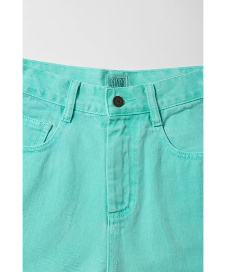 Relaxed denim half pants / green
