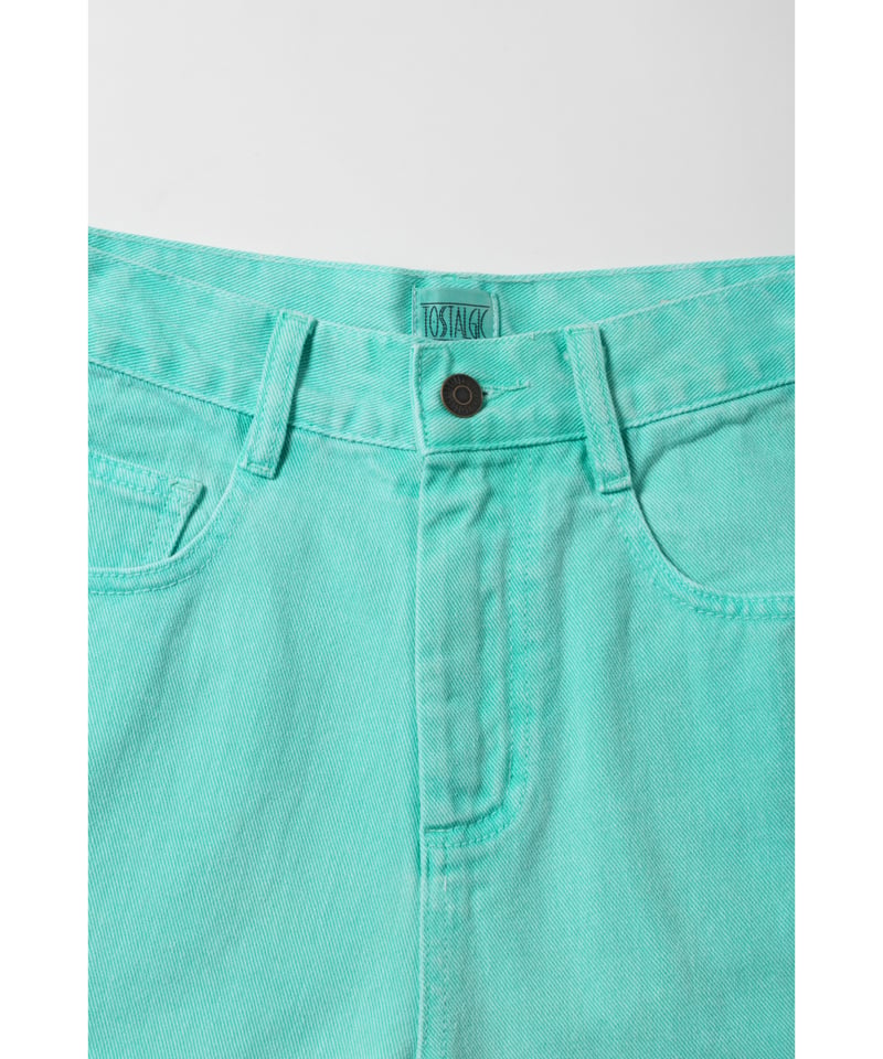 Relaxed denim half pants / green | Tostalgic Cl