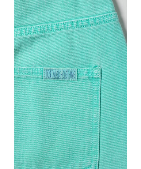 Relaxed denim half pants / green