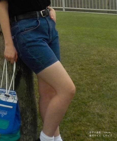 Denim half pants / blue