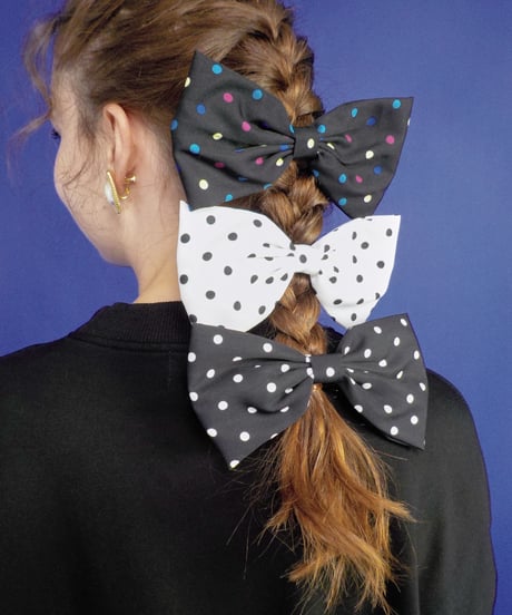 Ribbon hair barrette / white