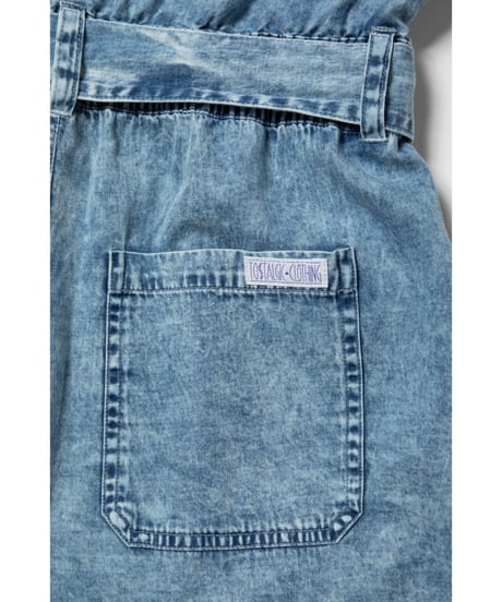 Denim embroidery rompers / acid wash