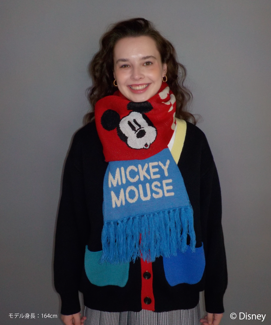 USEDヴィンテージミッキー　イタリア購入品　ミッキーマウス プリントマフラー Mickey Mouse scarf / red | Tostalgic Clothing