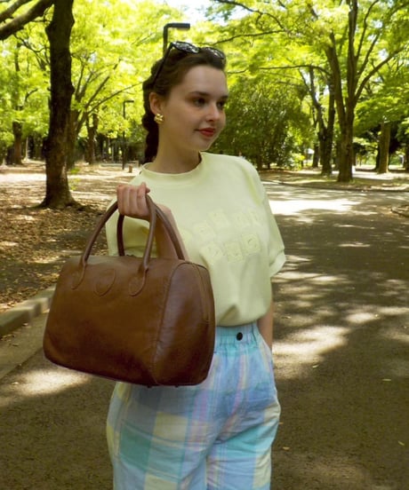 Leather boston bag / brown