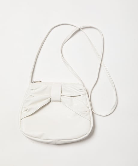 Ribbon leather shoulder bag / white