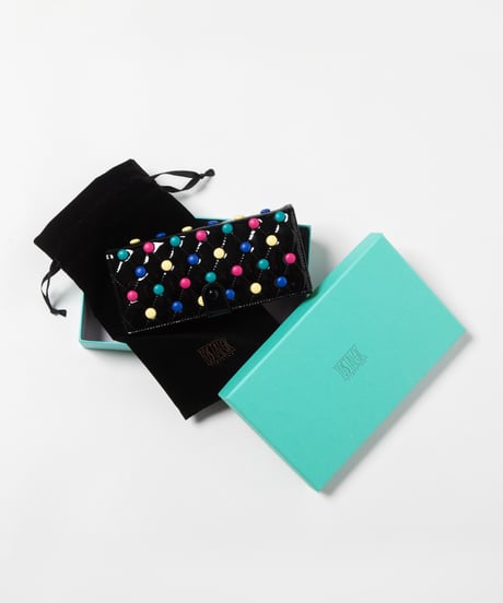 Quilted candies long wallet / black