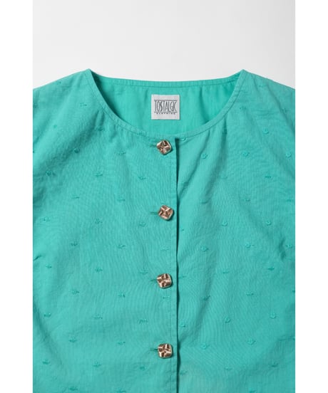 Polka dots embroidery blouse / green
