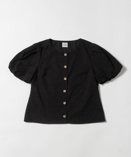 Polka dots embroidery blouse / black