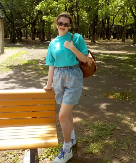 Summer denim half pants / acid wash